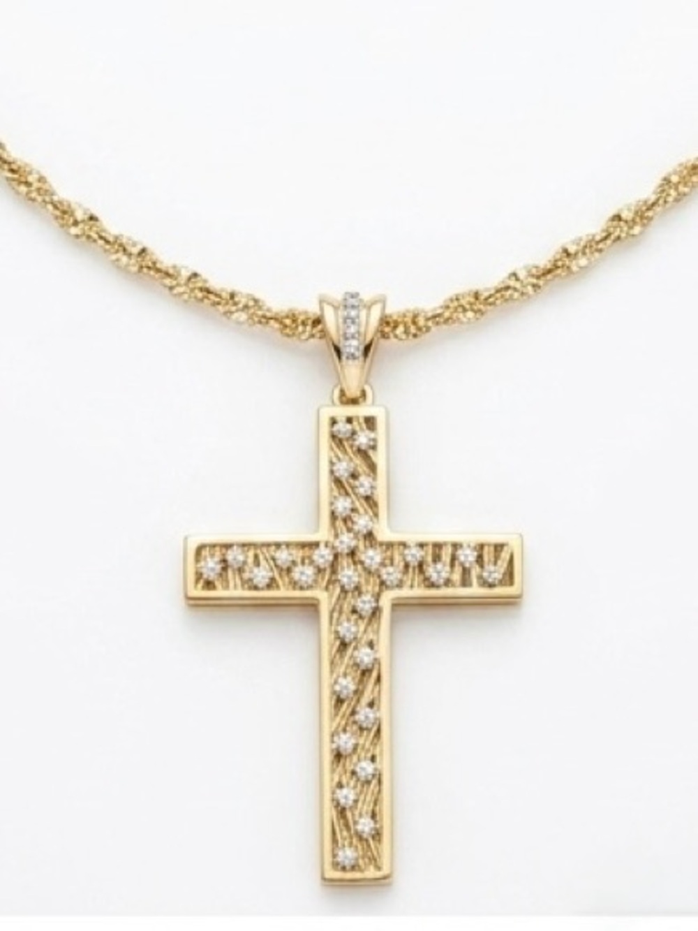 Gold Filled NEW Cross Pendant with Rope Necklace with Box Included